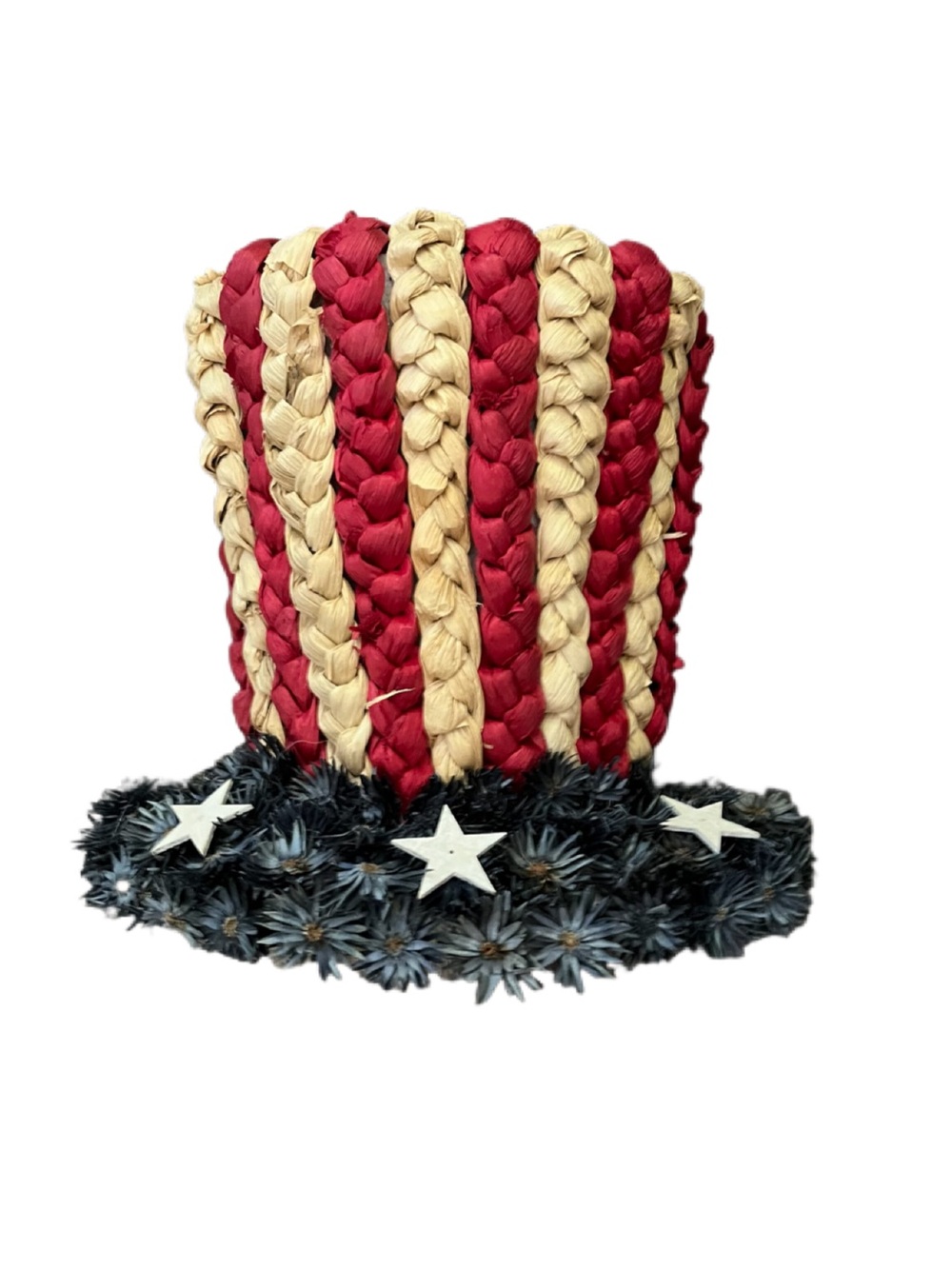 4th of July Patriotic 11-inch Corn Husk and Thistle Uncle Sam Hat! Brand New!